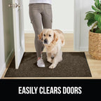 GORILLA GRIP Traffic Guard Door Mat, Heavy Duty Welcome Mats, Commercial Office Space Doormat, Waterproof, Fade Resistant, Strong Rubber Backing, Low Profile, Shoe and Boot Scraper, 35x23, Brown