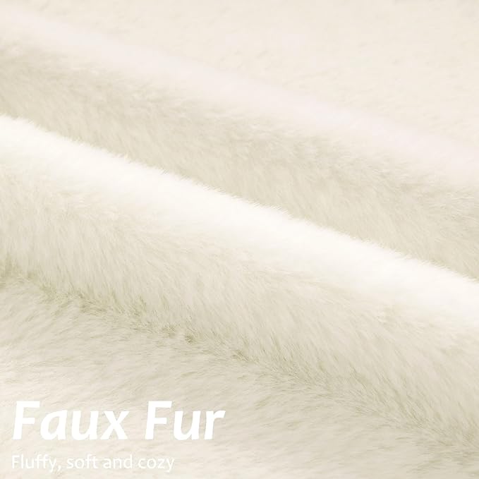 Pallene Faux Fur Plush Christmas Throw Pillow Covers 18x18 Set of 2, Soft Fluffy Couch Pillow Covers for Living Room, Cream White