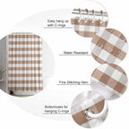 Vandarllin Rustic Brown White Buffalo Check Plaid Pattern Shower Curtain, Farmhouse Shower Curtains Set with Hooks, Waterproof Fabric Bathroom Curtains Decor Home Accessories,72 X 84 Inch Extra Long