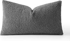MIULEE Textured Boucle Throw Pillow Cover Dark Grey Accent Solid Lumbar Pillow Case Decorative Soft Pack of 1 Couch Cushion Chair Sofa Bedroom Livingroom Home Decor,12x20 Inch