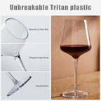 MICHLEY Floating Wine Glasses for Pool 15 OZ Unbreakable Tritan Plastic Stemmed Red Wine Glasses Ideal for Beach Bar Camping Dishwasher Safe, Set of 4