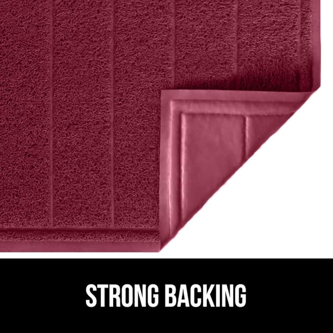 GORILLA GRIP Dirt Grabber Mesh Doormat, Low-Profile, Stain and Fade Resistant Heavy Duty Quick Dry Striped Doormats, Mats for Indoor or Outdoor Entry, Shoe Scraper, Garage Entrance Mat 47x35, Burgundy