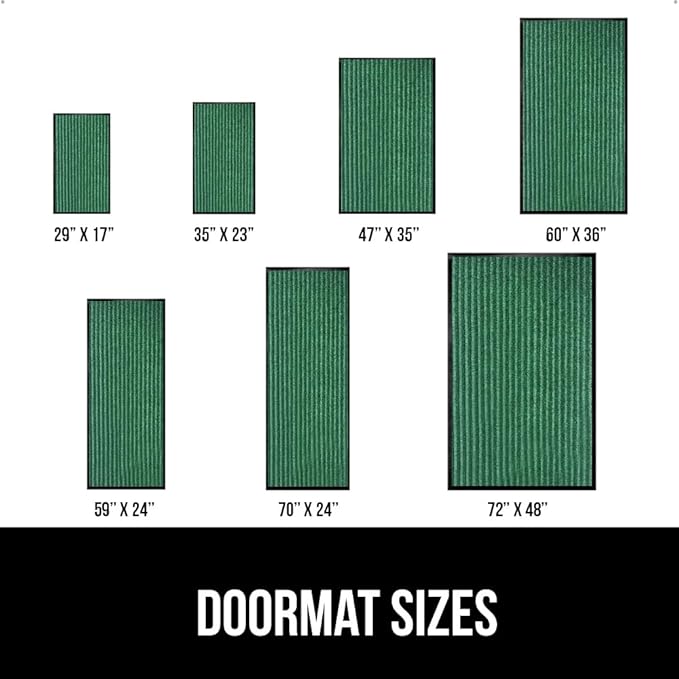 GORILLA GRIP Traffic Guard Door Mat, 60x36, Heavy Duty Welcome Mats, Commercial Office Space Doormat, Waterproof, Fade Resistant, Strong Rubber Backing, Low Profile, Shoe and Boot Scraper, Green