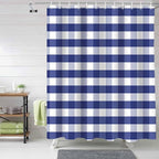 Vandarllin Rustic Navy Blue White Buffalo Check Plaid Pattern Shower Curtain, Farmhouse Shower Curtains Set with Hooks, Waterproof Fabric Bathroom Curtains Decor Home Accessories,72 X 72 Inch Long