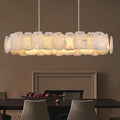 Rectangle Alabaster Chandelier, L43in Modern Spanish Marble Dining Room Chandelier Over Table, Adjustable Long Chandeliers for Living Room, Alabaster Chandeliers for Kitchen Island, Foyer, Entryway