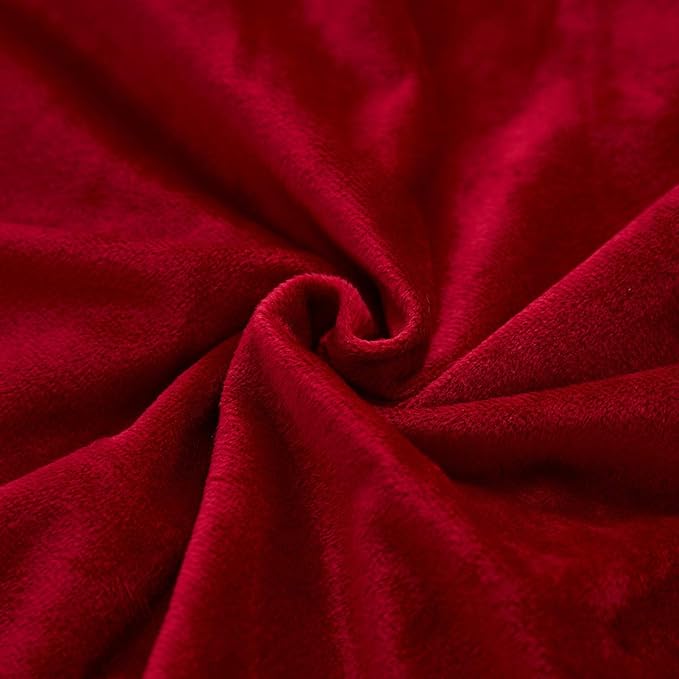 JAUXIO Diamond Pinch Pleated Crystal Velvet Pillowcases 2 Pack Solid Pintuck Throw Cushion Cover for Home Decor Hidden Zipper Closure (Burgundy, Standard)