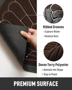 tchdio Door Mat Outdoor Indoor Entrance Doormat-Semicircular Durable Rubber Non Slip Front Door Mat for Outside Inside Entry Entryway Dirt Trapper WelcomeMat for Muddy Paws and Shoes-Brown 24”x47”