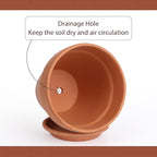 INGOFIN Terracotta Pot with Saucer - 10 Inch Ceramic Clay Pot for Plants with Drainage Hole, Large Terra Cotta Flower Planter with Tray for Indoor Outdoor Plants