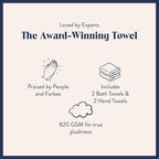 Brooklinen Super-Plush Turkish Cotton Bath Towel Set - 2 Bath Towels + 2 Hand Towels Cotton, 820 GSM, Highly Absorbent, Machine Washable, Perfect for Home & Bathroom (Slate Grey)