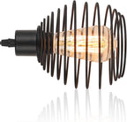 Plug in Wall Light Farmhouse Wall Lamps Set of 2 for Bedroom Industrial Wood Sconces Wall Light Fixtures with Metal Cage Lampshade for Living Room Home Office
