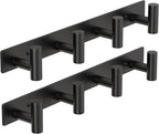 PMMASTO Coat Rack Wall Mounted, 4 "T Shaped Wall Hooks for Hanging, Heavy Duty Stainless Steel Coat Hook Rail for Hat Towel Robes in Bathroom Kitchen Mudroom Entryway (Black, 2PC)