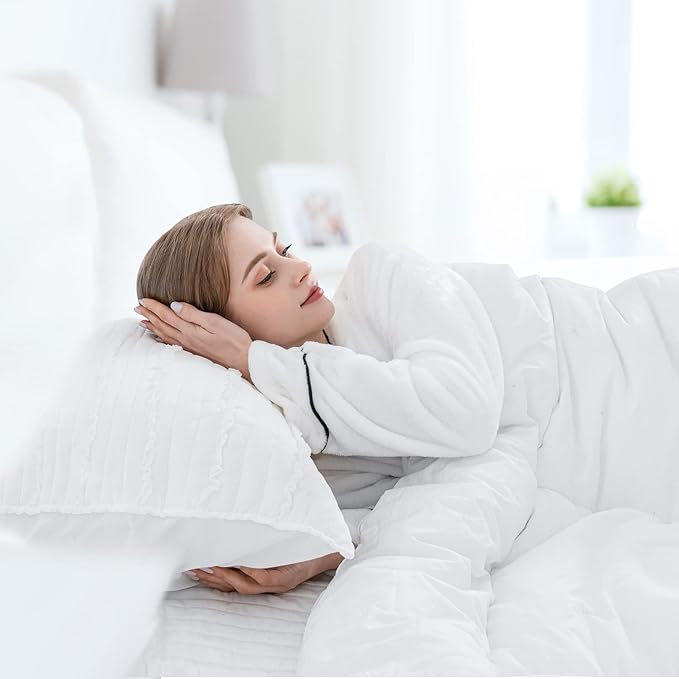 BOSOWOS Standard Size Pillow Shams Set of 2, Ultra Soft Breathable 20 x 26 Inches Pillow Case Envelope Closure, Microfiber Farmhouse Bed Pillowcases for Easy Care, White