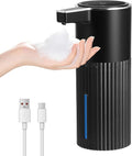 Automatic Soap Dispenser Touchless, USB Rechargeable Smart Hand Soap Dispenser, 4 Levels Adjustable, 13.5 oz/400 ml Wall Mounted for Bathroom, Kitchen (Black Foam)