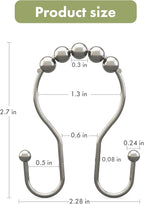 AmazerBath Shower Curtain Hooks, Shower Curtain Rings, Metal Nickel Shower Curtain Hooks Rust Proof, Smooth Glide Double Shower Hooks for Shower Curtain, Shower Rod Hooks 12Pcs