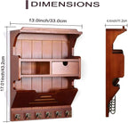 Key Holder for Wall, Mail and Key Holder, Mail Organizer Wall Mount with Storage Drawer and 6 Hooks, Easy Installation Key Rack for Entryway and Home Decor, Luxury Auburn
