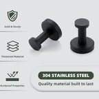 APLusee Matte Black Robe Towel Hook for Bathroom, 2 Pack Stainless Steel Coat Hooks, Heavy Duty Wall Hangers Wall Mounted