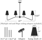 Electro bp;47" W 4-Light Linear Kitchen Island Lighting Fixture Classic Chandeliers Matt Black with Black Linen Shades 160W