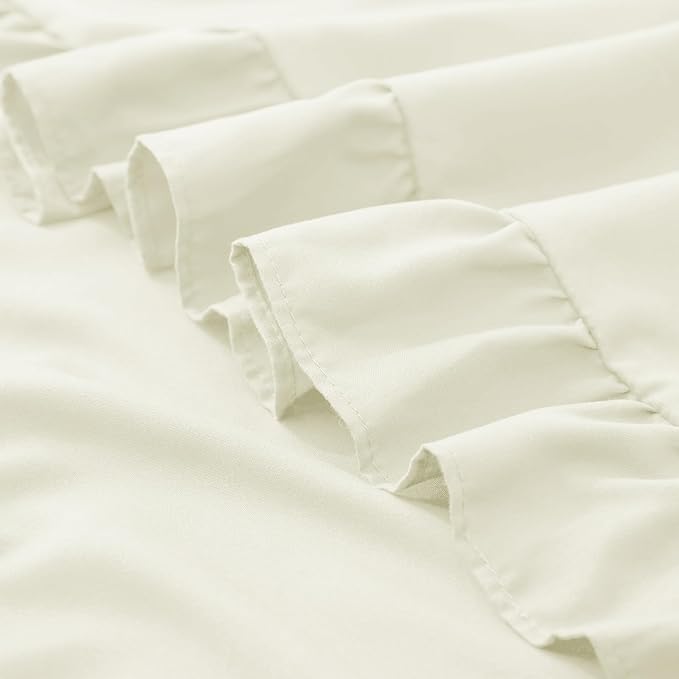 KKJIAF Ruffle Pillow Cases 18x18 Inches, Beige Square Ruffled Pillow Covers Set of 2, Microfiber Wrinkle Resistant Pillow Shams with Envelope Closure for Sofa Bed Living Room