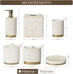 6-Piece Bathroom Accessories Set – Soap Dispenser, Toothbrush Holder, Tumbler, Soap Dish, Cotton Swab Jar & Toilet Brush – Modern Bathroom Decor Set (Solana)
