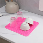 Silicone Dish Drying Mat for Multiple Usage,Easy clean,Eco-friendly,Heat-resistant Silicone Mat for Kitchen Counter or Sink,Refrigerator or Drawer liner Rose M 12 inches x 12 inches