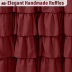 Seasonwood Burgundy Shower Curtain with Nature Buttons Ruffle Shower Curtains Farmhouse Shower Curtain for Bathroom 72" W x 72" L,Burgundy/Red