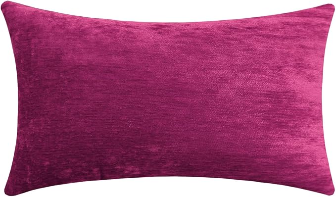 Jeneoo Fuschia Pink Decorative Throw Pillow Covers Soft Chenille Comfy Lumbar Couch Cushion Case Decor (Set of 1, 14 x 36 Inches)