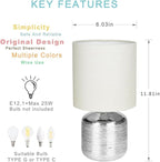 Lampwell Beno Small Table Lamp for Living Room as Bedside Table Lamp for Bedroom,Modern Ceramic Table Lamp,Kids Table Lamp,Night Table Lamp,Φ6.3×H11.81IN,Bulb Excluded,Grey Chrome Table Lamp