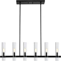 Untrammelife Modern 6-Light Linear Chandelier in Coal Black Finish 36" Farmhouse Rectangle Dining Room Light with Clear Glass Shade Linear Island Pendant Light for Kitchen Island Bedroom