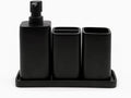 ZCCZ Matte Black Bathroom Accessory Sets, 4 Pieces Bathroom Accessories Complete Set Vanity Countertop Accessory Set, Includes Lotion Dispenser Soap Pump, Tumbler, Toothbrush Holder and Tray