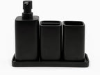 ZCCZ Matte Black Bathroom Accessory Sets, 4 Pieces Bathroom Accessories Complete Set Vanity Countertop Accessory Set, Includes Lotion Dispenser Soap Pump, Tumbler, Toothbrush Holder and Tray