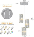 Chrome Pendant Lighting Modern Pendant Light, Mini Crystal Chandeliers,Adjustable Pendant Light Fixture for Kitchen Island Dinning Room Corridor Bedroom…(Gold 3-Light)