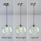 Light Green Glass Pendant Lights Kitchen Island Globe Pendant Light Fixtures Modern Pendant Lighting for Bedroom Living Dining Room Light Fixture (9.84 in, 1 Pack)