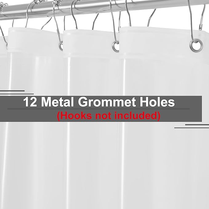 Short Clear Shower Curtain Liner 60x64, 12 Grommet Holes Plastic RV Shower Curtain 64 Inch Length with Magnets, Clear, 60x64