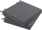 AAAAAcessories Outdoor Seat Cushions for Chairs, Waterproof, Fade-Resistant Patio Furniture Replacement Cushions, 20" x 20" x 3", Set of 2, Dark Gray