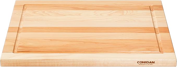 CONSDAN Wood Cutting Board for Kitchen, 16 x 12, USA Grown Solid Hickory Hardwood, Edge Grain, Chopping Board, Butcher Block with Juice Groove, Prefinished with Food-Safe Oil, 3/4" Thick