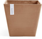 Ecopots Rotterdam Durable Modern Square Indoor/Outdoor Recycled-Based Composite Flower Planter, Terracotta Color, 15.75"