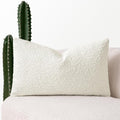 MIULEE Textured Boucle Throw Pillow Cover White Accent Solid Lumbar Christmas Pillow Case Decorative Soft Pack of 1 Couch Cushion Chair Sofa Bedroom Livingroom Home Decor,22x14 Inch