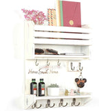 Key Holder, Wall Mounted Mail Organizer, Keys Holder on Wall with 9 Key Hooks, Cream-Colored