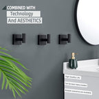 KOKOSIRI Robe Hook Bathroom Towel Coat Hooks Matte Black for Bath Kitchen Wall 3 Pack Stainless Steel B1013BK-P3