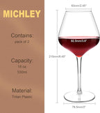 MICHLEY Floating Wine Glasses for Pool 18 OZ Unbreakable Tritan Plastic Stemmed Red Wine Glasses Ideal for Beach Bar Camping Dishwasher Safe, Set of 2