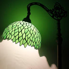 WERFACTORY Tiffany Lamp Floor Green Wisteria Stained Glass Arched Lamp 12X18X64 Inches Gooseneck Adjustable Corner Standing Reading Light Decor Bedroom Living Room S523 Series