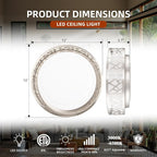 Flush Mount Ceiling Light,12 Inch LED Ceiling Lights, 20W 3000K/3500K/4000K/5000K/6000K Flush Mount Light Fixture with Brush Nickel Finished, Frosted Glass Shade for Bedroom, Kitchen,Hallway
