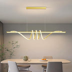 Modern LED Pendant Lights Kitchen Island, 57in Gold Chandelier Dimmable with Remote Control 3000k-6000K Adjustable, Aluminum Island Lighting Lamp Fixture for Kitchen, Dining Room