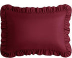 KKJIAF Ruffle Body Pillow Cases Set of 1, Ruffled Pillow Covers with Envelope Closure, Wrinkle Resistant Ruffled Long Pillow Shams 20" x 54", Burgundy