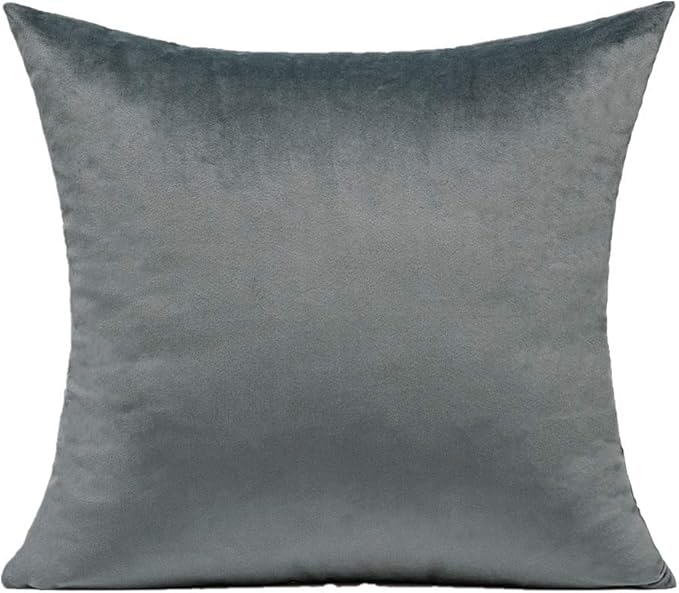 Velvet Grey Gray Throw Pillow Covers Decorative Square Soft Solid Color Cushion Cases 20X20 Home Decor for Couch Sofa Bed Office Set of 2