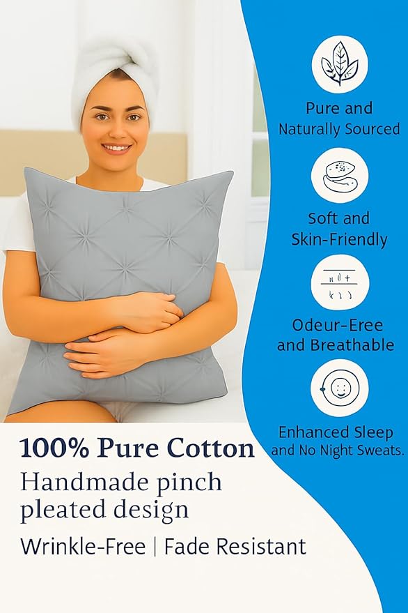 COTTON STICH Pinch Pleated Pillow Shams Set Of 2, Zipper Closure - 600 Thread Count Super Soft Pinch Pillow Shams 100% Egyptian Cotton Decorative Pinch Pleated Bed Pillow Covers Set, Silver Grey 20X36