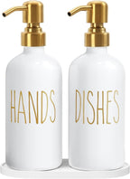 MOMEEMO Kitchen Soap Dispenser Set, Contains Dish and Hand Soap Dispenser, Suitable for Kitchen Counter Decor. (White)