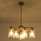 Modern Chandeliers for Dining Room 6-Light Gold Chandelier Seeded Glass Pendant Lights Kitchen Island for Living Room Foyer Bedroom E26 Base