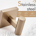 KOKOSIRI Robe Hooks for Bathrooms Towel Hook, Wall Mounted Coat Hooks Bathroom Hardware 2 Pack Champagne Bronze Stainless Steel B1013CPG-P2