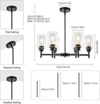 Farmhouse Chandeliers for Dining Room Matte Black Chandelier 6 Light Dining Room Light Fixture with Clear Glass Shades Gold Pendant Lights for Kitchen Island Living Room Entryway Staircase